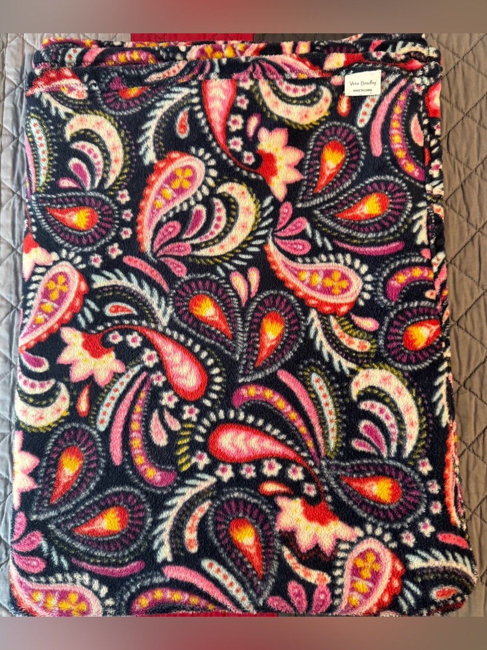 Vera Bradley Plush Throw Blanket in Lapis Paisley Print